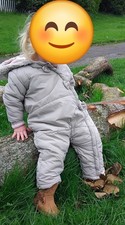 TU Snow Suit 12-18 Months Grey and Pink Fleece Lined. Good Condition