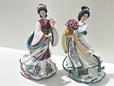 2 Danbury Mint Figurine by Lena Liu - Rose Princess & Plum Blossom " damaged"
