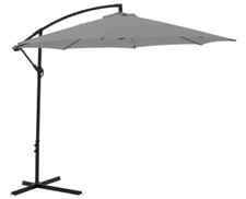 Home 3m Overhanging Garden Parasol - Grey | Outdoor Patio Shade Sun Umbrella