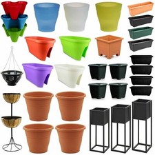 Garden Plant Pot Patio Flower Trough Balcony Bridge Planter Plastic Wooden Metal