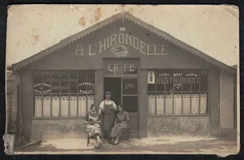 Old postcard photo card - , café