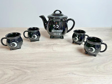 Witches Brew Halloween Teapot & 4 Cauldron Cups set - Brand new Boxed