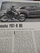 1970 Yamaha YG1 YG1-K 80cc Motorcycle 2 page period Road Test. 