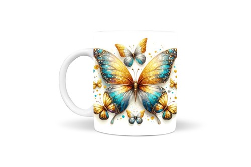 Golden green glitter - glitter, butterfly