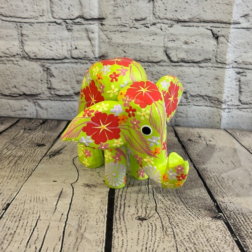 Green wooden elephant with - wooden,
