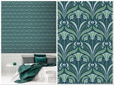 Flora Nouveau Wallpaper - Navy Blue  / Dark Green - 670542 -  Liberty - Hope