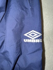 Umbro Men's Retro 1990 England Tracksuit Bottoms White and Navy Logo Original XL