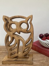 Wooden Owl Figurine Ornament