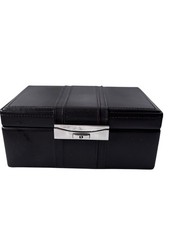 Genuine Leather Jewellery Box with Mirror & Key Ring Storage Travel Case 20cm