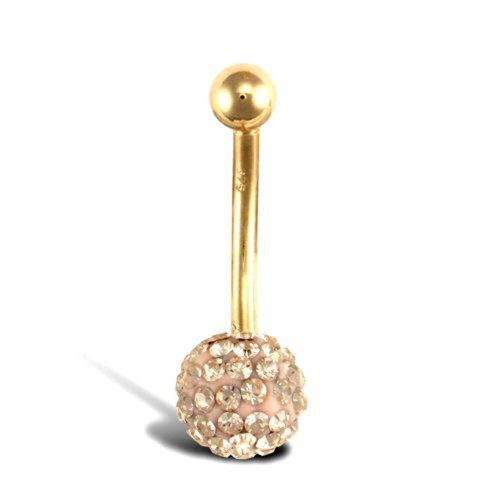 9ct yellow gold crystal belly - yellow,