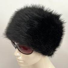 M&S Ladies Black Winter HAT cossack style-shaggy faux fur-Size S-M- 56cm-22"