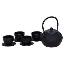 Cast Iron Teapot Set with 4