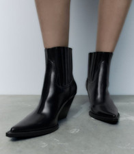 BNWT: COWBOY-STYLE ANKLE BOOTS from ZARA: BLACK: UK4