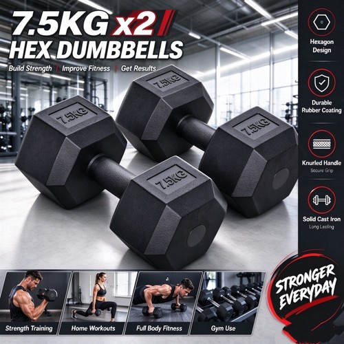 5kg pair dumbbells hex - 2*7.5kg,