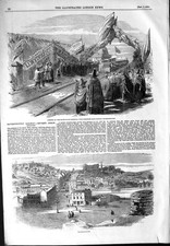 Original Old Antique Print 1854 Wales Railway Narberth Haverfordwest Victorian