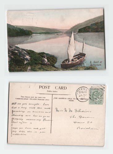 Vintage postcard river - dart, at