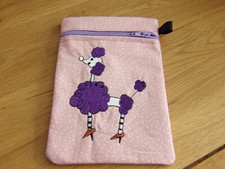 Embroidered Poodle diva zipped pouch fully lined 16cm x 11cm apprx