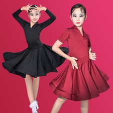 Girls Latin Dance Dress Kids Competition Training Costume Tango Salsa Dancewear