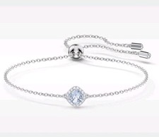 Swarovski una angelic White Rhodium Plated Blue Crystal adjustable Bracelet 