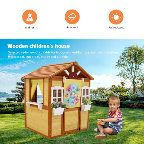Wooden kids outdoor playhouse - wooden,
