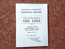 CHESTERFIELD CORPORATION PASSENGER SERVICES TIMETABLE 1941 VINTAGE BUS TIMETABLE