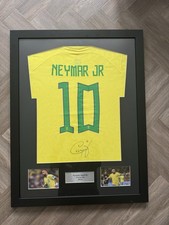 Neymar Jr Signed Brazil Shirt Framed with COA Autograph