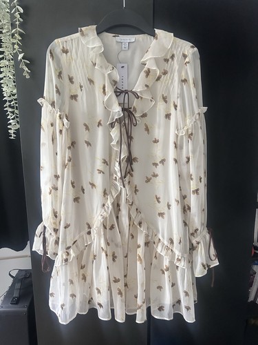 Topshop poet sleeve frill mini - topshop,