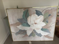 Lee Reynolds Signed Vanguard  Flower Oil Painting On Canvas Huge 50 inch 