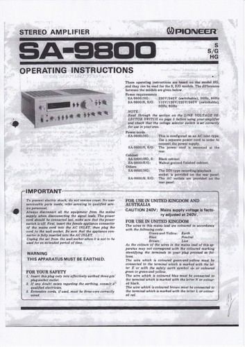 Operating instructions for - operating,