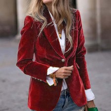 Women's Fashion Elegant Solid Color Long Sleeve Gold Velvet Button Coat