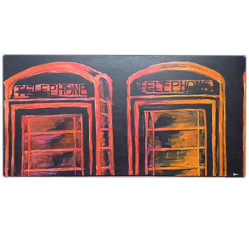 Large red telephone box - red,