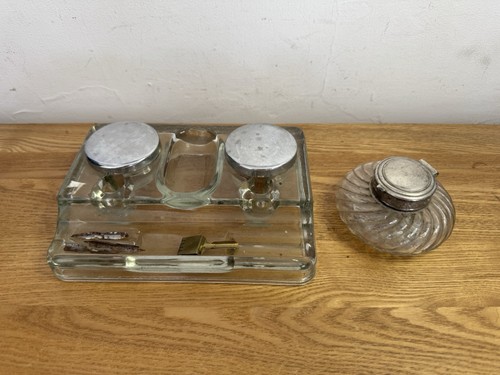 Vintage glass inkwell - vintage,