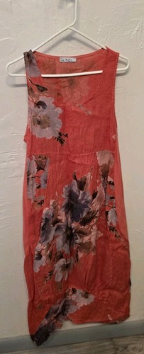 Gigi moda dress linen - linen, coral