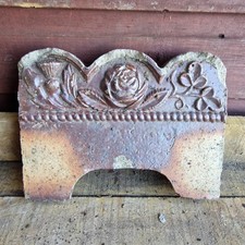 1no Reclaimed Victorian Garden Edging Tile Salt Glaze With Thistle Rose Shamrock