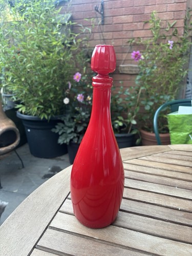 Red glass bottle vases - glass,