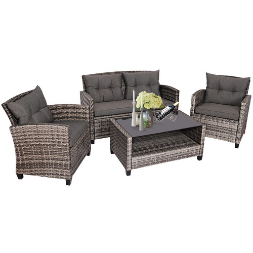 4pcs patio rattan furniture - patio,