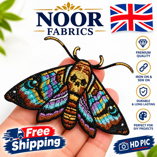 Colourful moth embroidered - moth,