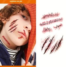 Halloween Temporary Scar Blood Tattoos Fancy Dress Sticker Realistic Wound Scabs