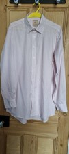 Men's Paul Costelloe Long Sleeve Shirt Size M/L 16.5 Collar Pink Striped Smart