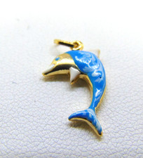 9ct Gold Blue Enamelled