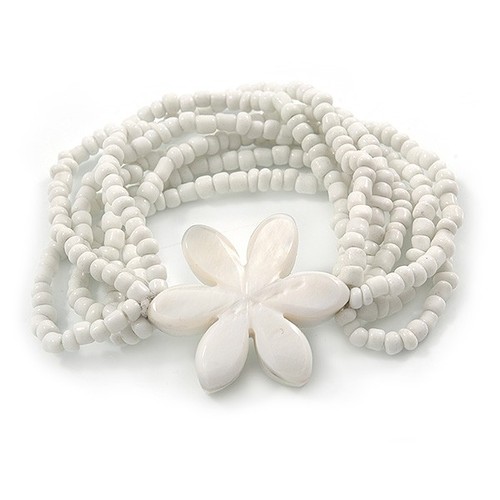 Multistrand white glass bead - multistrand,