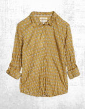 Ex Seasalt Women’s Long Sleeve Cotton Shirt in Mustard Leaf Larsa