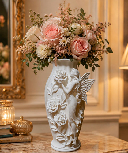 White rose fairy vase - vase, home