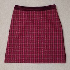 Laura Ashley Size UK 10 Pure Wool Tweed Moon Fabric Skirt Velvet Trim Red Pink