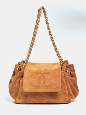 Chanel CC Logo Brown Suede