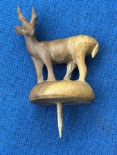 VTG HAND CARVED WOOD FIGURAL ‘ANTELOPE’ DEER BOTTLE STOPPER