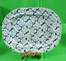 Decorative Antique Blue & White Platter William Morris Style Floral 29. 5 cm