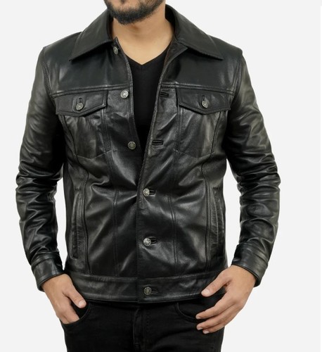 Men trucker jacket real - trucker,