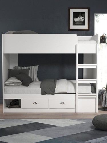 Atlanta storage bunk bed white - storage,