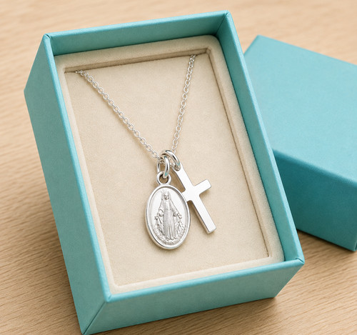 Silver virgin mary miraculous - silver,